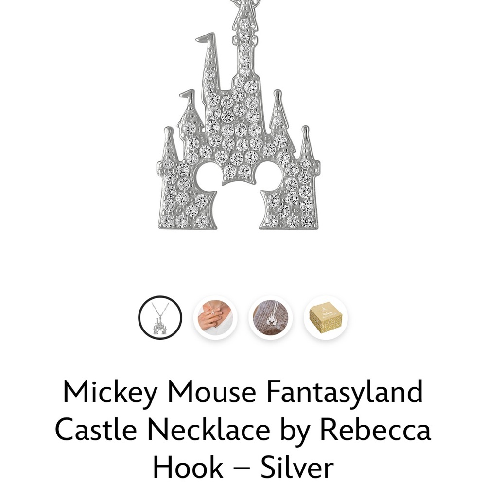 Disney Silver Mickey Mouse Fantasyland Castle Necklace